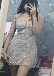 Vintage Y2K Sparkly Silver Sequin Dress