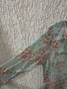 Light Blue Floral Print Kurta size L