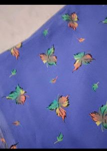 Blue Fabric with Leaf Print