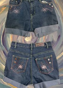 Embroidered Denim Shorts