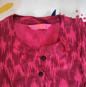 Pink Ikat Print Kurta