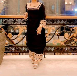 Black Embroidered Kurta Set