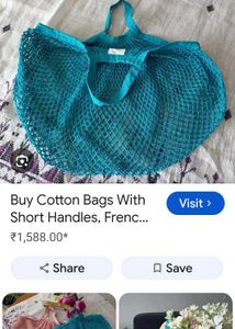 Stylish Blue Mesh Tote Bag