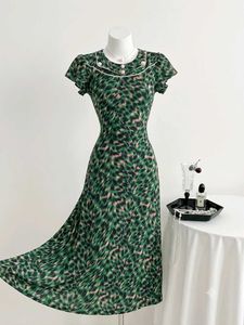 Chic Green Leopard Print Dress
