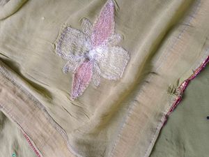 Pure Georgette saree with embroidery work lite used pls refer pics for more details