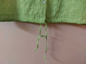 Lime Green Textured Button-Up Top