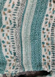 Chic Teal &amp; White Printed Peplum Top