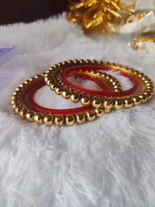 Red & Gold Beaded Bangles