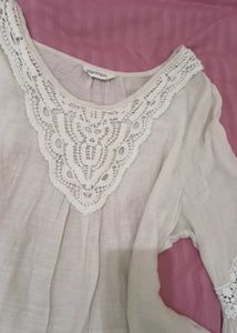 Boho Lace Trim Bell Sleeve Blouse