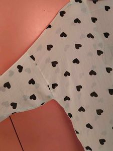 Sheer Heart Print Button-Up Shirt