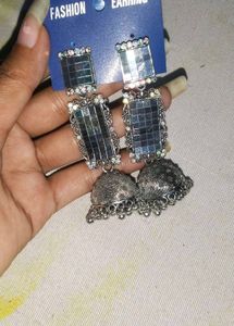 Mirror Work Jhumka Earrings