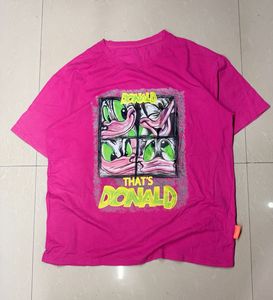Vibrant Pink Donald Duck Graphic T-Shirt