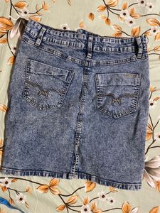 Acid Wash Denim Skirt