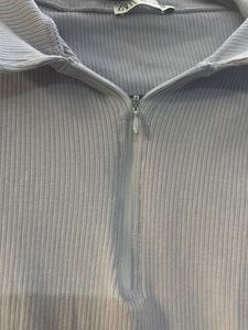 ZARA lavender polo top with zip