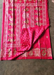 Vibrant Pink sami pure slik Saree with Traditional