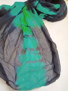 Emerald and Carbon Blue Tie-Dye Scarf
