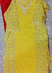 Yellow Printed Kurta