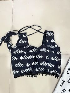 Beautiful Black &amp; White Printed Chaniya Choli