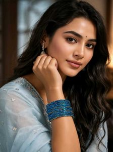 Stunning Blue Wave Metallic Bangles Set