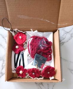 Handmade Red Floral Hair Accessories Set