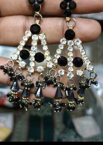 Sparkling Black & White Stone Earrings