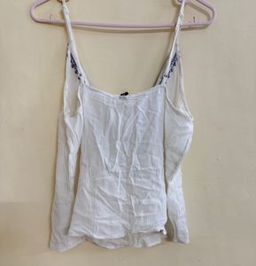 Boho Embroidered Lace-Up Cami Top