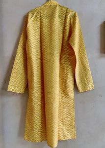 Men's Yellow Printed Kurta