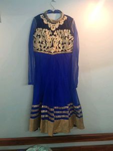Stunning Royal Blue & Gold Anarkali Kurta
