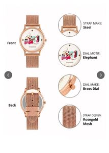 round dial analog hand watch elephant print