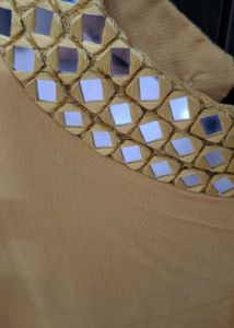 Yellow Embroidered Neck crop top