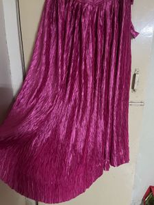 Stunning Pink Crushed satin ghagra