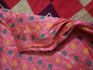 Pink Leaf Print Ethnic Skirt