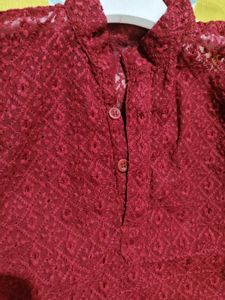 Elegant Red Embroidered Kurta