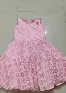 Girls Pink Lace Party Dress