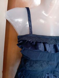Navy Blue Ruffled Tank Top