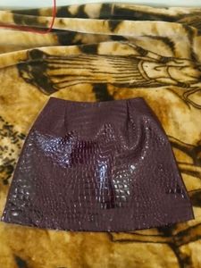 cherry red Faux Croc Mini Skirt
