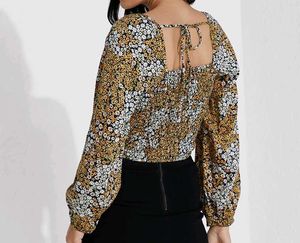 Floral Print Puff Sleeve Top