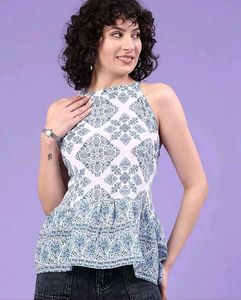 Boho Print Halter Neck Top