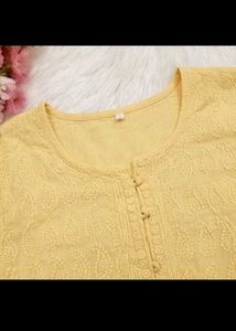 Yellow Embroidered Chikankari Kurti