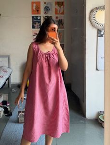 Pink Gingham Sleeveless Dress