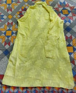 Charming Yellow Kurta with Floral Embroidery