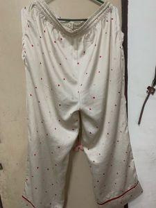 Cream Heart Print Button-Up Shirt