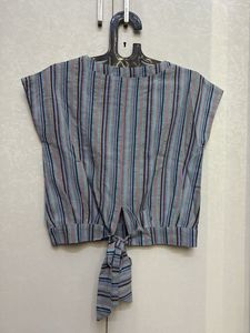 Striped Tie-Back Crop Top