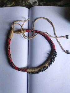 Boho Fabric Necklace with Beads