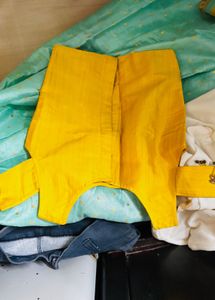 Yellow Embroidered Cold Shoulder Blouse