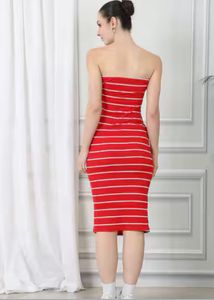 shein Red &amp; White Striped Tube Skirt