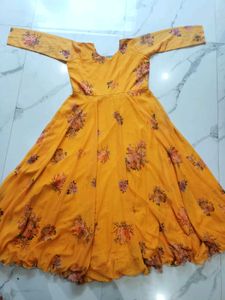 Yellow Floral Embroidered Gown