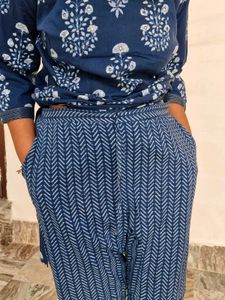 Blue Floral Print Kurta Set with Dupatta
