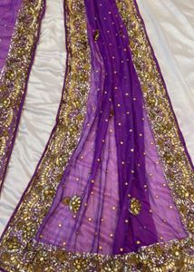 Beautiful Embroidered Purple Saree with blouse