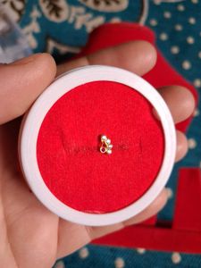 Elegant Gold Nose Stud with White and Red Stones
